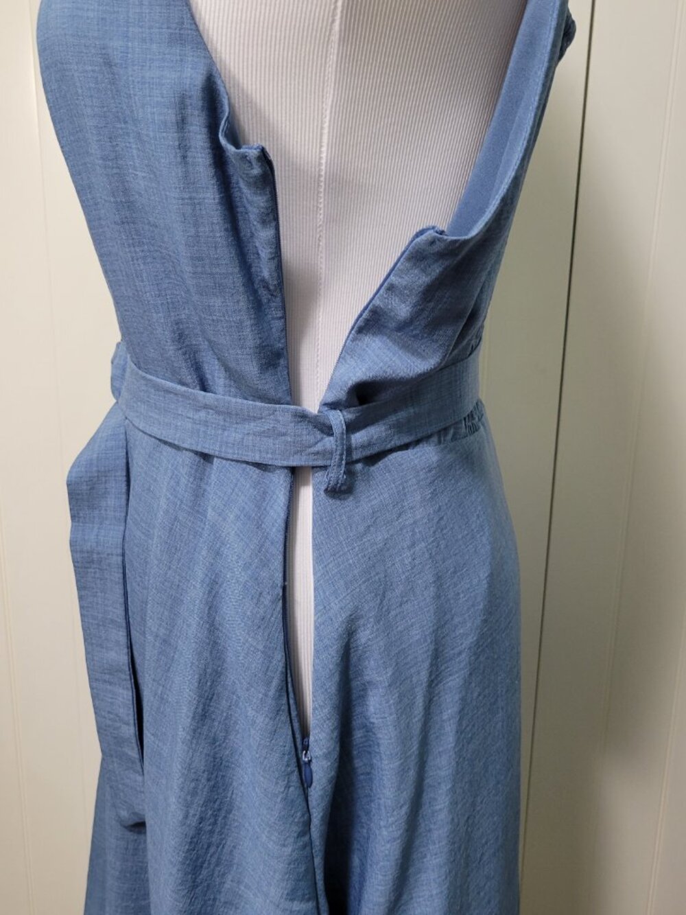 50s 60s Retro Pinup Quiet Luxury Old Money Tank Dress Pockets Fit & Flare Dress - Picture 9 of 13